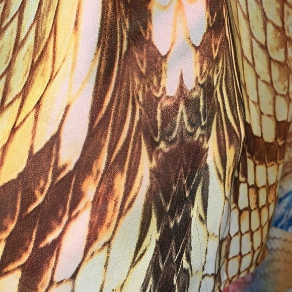 Bellissima flowing reptile feathery print Sheer Blouse medium - Picture 6 of 10